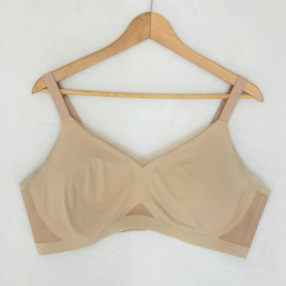 Honeylove Silhouette Bra Womens 1X Beige Wireless Seamless Mesh Support FAIR